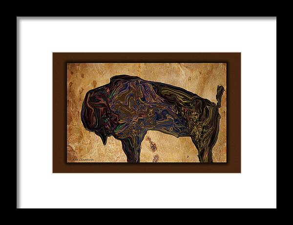 Bison Framed Print featuring the digital art Montana Bison by Kae Cheatham