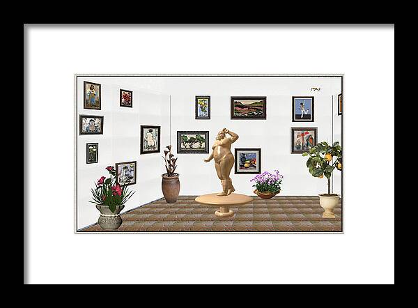 Modern Painting Framed Print featuring the mixed media digital exhibition Statue 23 of posing lady by Pemaro