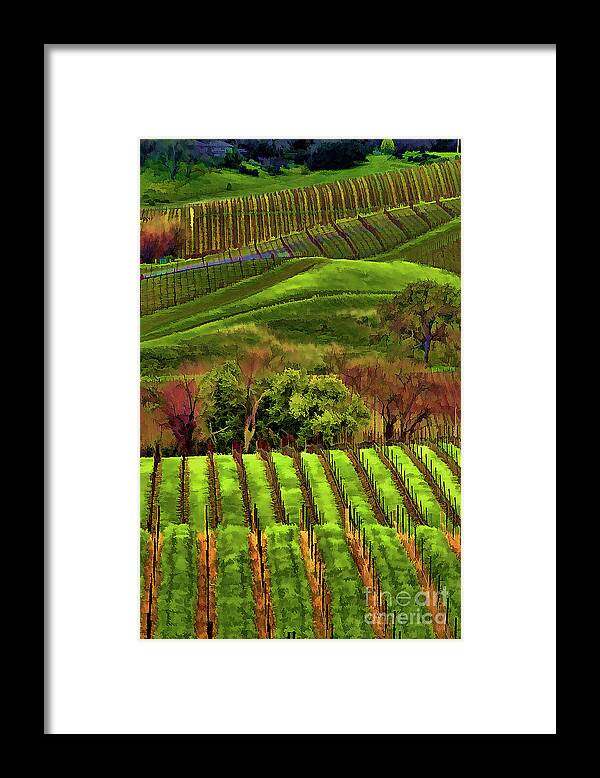 Napa Framed Print featuring the digital art Enhanced Stunning Napa Valley Vineyards Vibrant by Chuck Kuhn