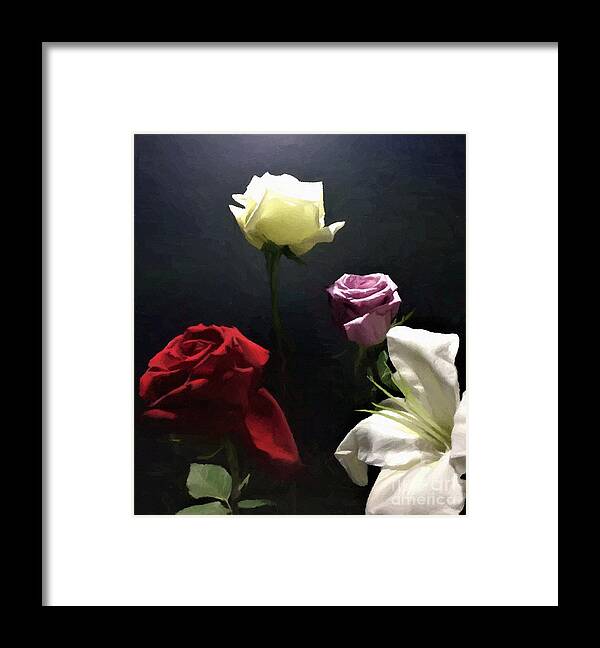 Digital Artwork Framed Print featuring the digital art Digital Painting Artwork Floral Bouquet by Delynn Addams