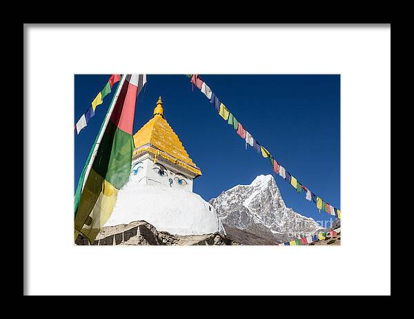 Buddhism Framed Print featuring the photograph Dingboche stupa in Nepal by Didier Marti