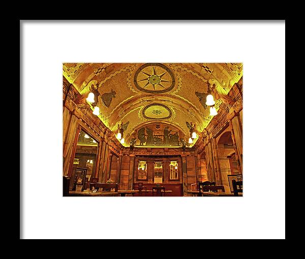 London Pub Framed Print featuring the photograph Dining Room in the Black Friar Pub London by Gill Billington