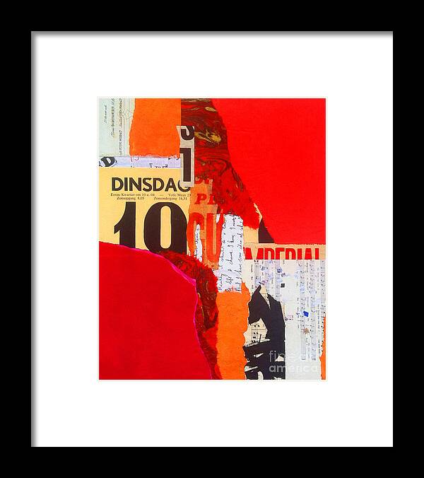 Red Framed Print featuring the mixed media Dinsdag by Elizabeth Bogard