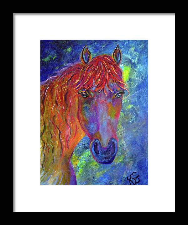 Horse Head Framed Print featuring the painting Direct Ingredients by Kim Shuckhart Gunns