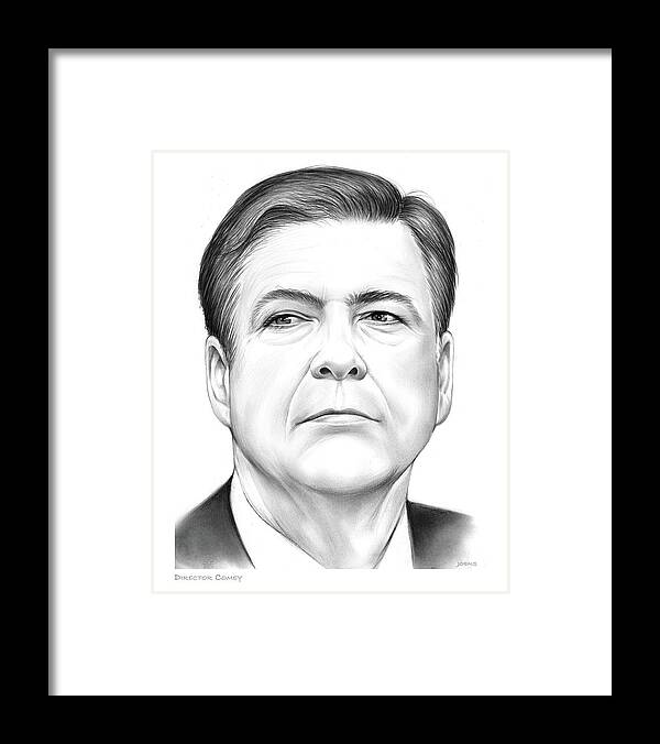 Comey Framed Print featuring the drawing Director Comey by Greg Joens