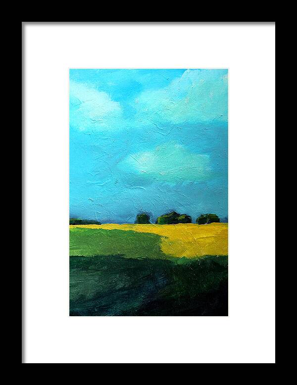 Semi Abstract Landscape Painting Framed Print featuring the painting Distance by Nancy Merkle
