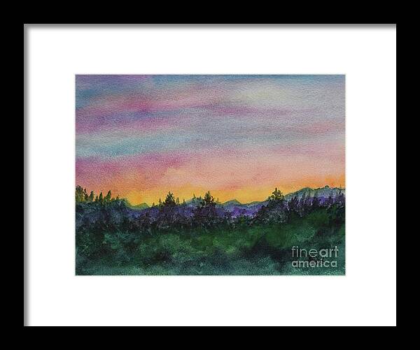 Barrieloustark Framed Print featuring the painting Distant Sunset by Barrie Stark