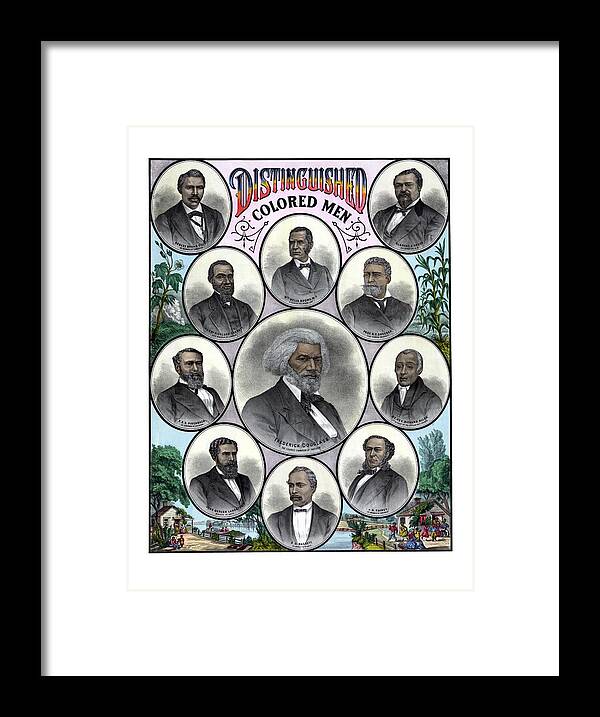 Black History Framed Print featuring the painting Distinguished Colored Men by War Is Hell Store