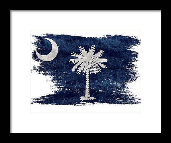 Oregon Flag Framed Print featuring the photograph Distressed South Carolina Flag by Jon Neidert