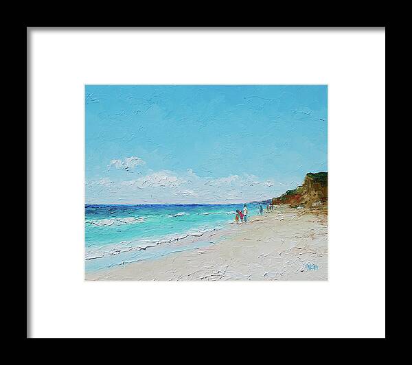 Beach Framed Print featuring the painting Ditch Plains Beach Montauk Hamptons NY by Jan Matson
