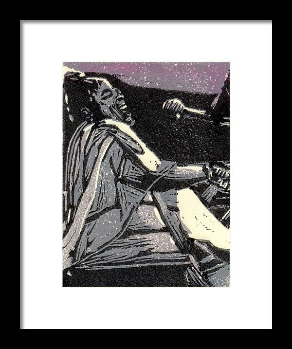 Linocut Framed Print featuring the relief Diva by John Brisson