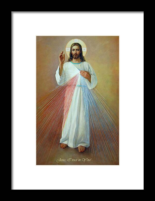 Divina Misericordia Framed Print featuring the painting Divine Mercy - Jesus I Trust in You by Svitozar Nenyuk