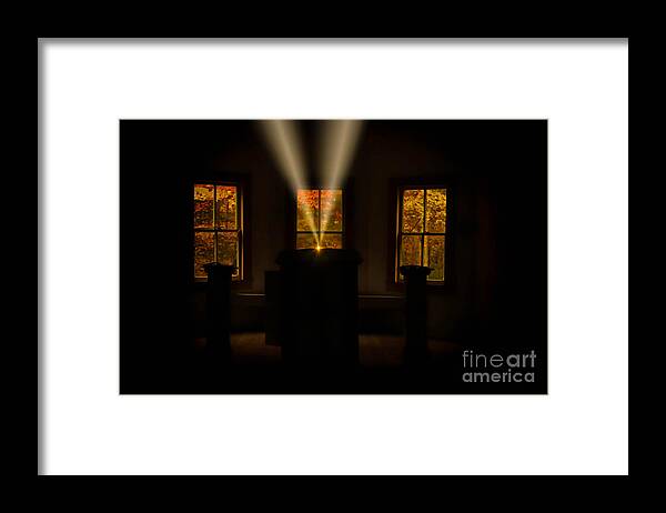 Church Framed Print featuring the photograph Divine Words, Divine Light by Geraldine DeBoer