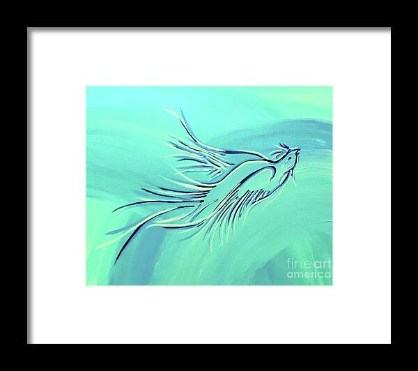 Bird Blue Framed Print featuring the painting Divinity by Jilian Cramb - AMothersFineArt