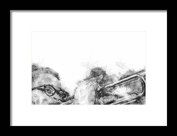Dizzy Gillespie Framed Print featuring the drawing Dizzy by Vel Verrept