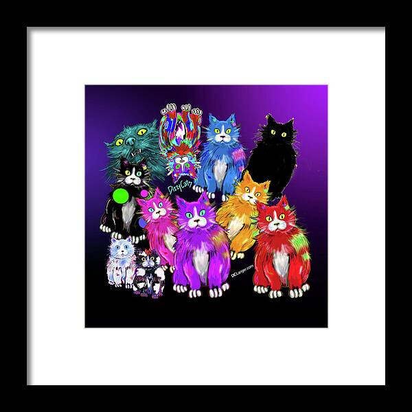 Cat Framed Print featuring the painting DizzyCats by DC Langer