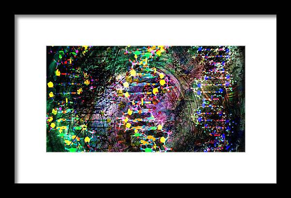 Abstract Framed Print featuring the digital art DNA Dreaming 7 by Russell Kightley