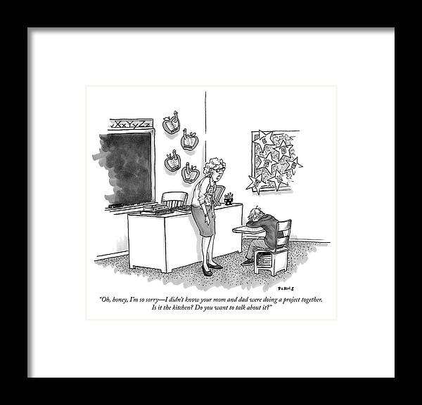 oh Framed Print featuring the drawing Do you want to talk about it by Teresa Burns Parkhurst