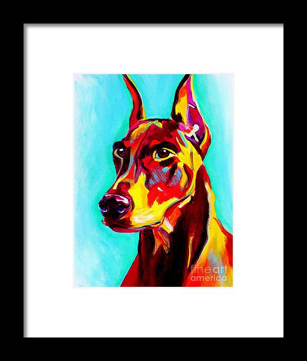 Dog Framed Print featuring the painting Doberman - Prince by Dawg Painter