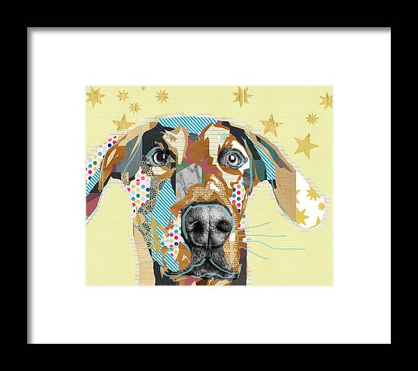 Dog Framed Print featuring the mixed media Doberman Collage by Claudia Schoen