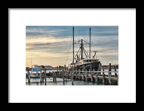 Fishing Framed Print featuring the photograph Docked in Barnegat Light by Kristia Adams