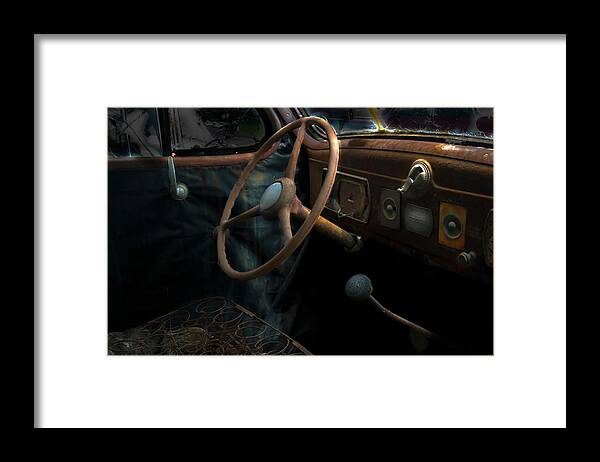 Dodge Framed Print featuring the photograph Dodge rusty dashboard by Micah Offman