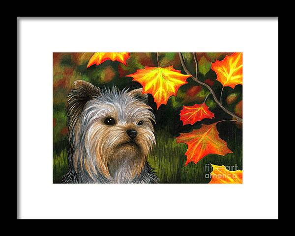 Dog Framed Print featuring the painting Dog 78 Yorkshire by Lucie Dumas