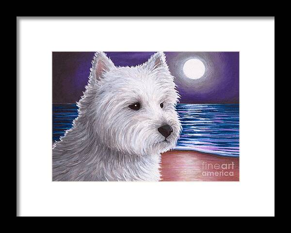 Dog Framed Print featuring the painting Dog 81 White Westie by Lucie Dumas