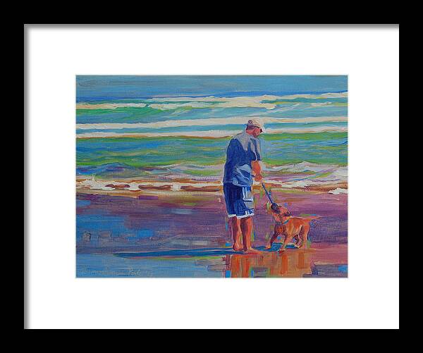 Dog At Play Framed Print featuring the painting Dog Beach Play by Thomas Bertram POOLE
