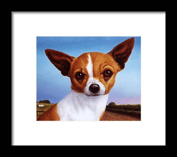 Chihuahua Framed Print featuring the painting Dog-Nature 3 by James W Johnson