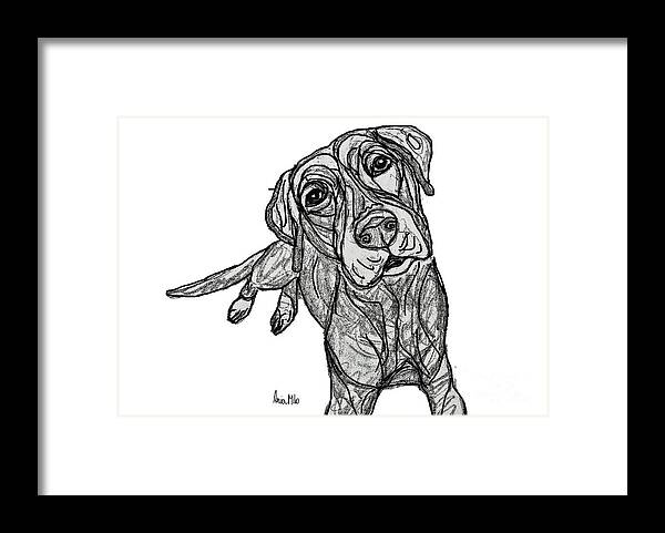 Dog Framed Print featuring the digital art Dog Sketch in Charcoal 10 by Ania M Milo