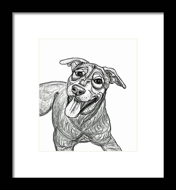 Dog Framed Print featuring the digital art Dog Sketch in Charcoal 5 by Ania M Milo