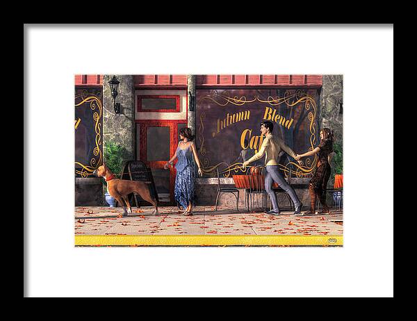 Dog Walkers Framed Print featuring the digital art Dog Walkers by Daniel Eskridge