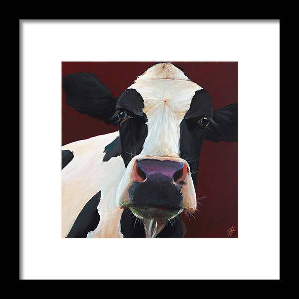 Holstein Framed Print featuring the painting Dolly the Holstein by Cari Humphry