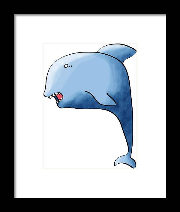 Dolphin Framed Print featuring the digital art Dolphin Blue by Piotr Dulski