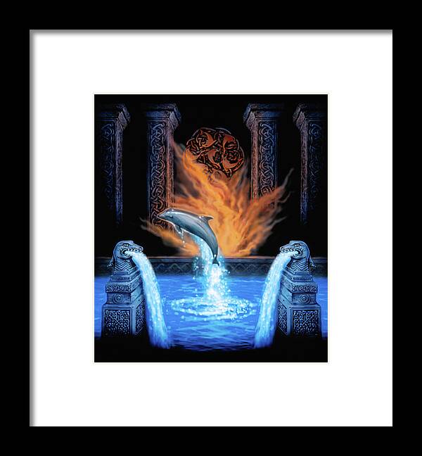 Dolphin Fantasy Scifi Framed Print featuring the mixed media Dolphin Temple by Murry Whiteman