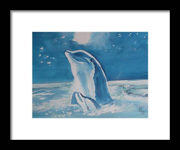 Dolphins Framed Print featuring the painting Dolphins by Carole Robins