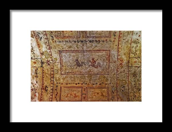 Ceiling Framed Print featuring the photograph Domus Aurea Ceiling Fresco by Adam Rainoff