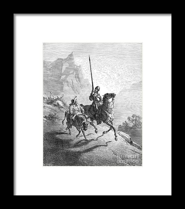 16th Century Framed Print featuring the drawing Don Quixote And Sancho by Gustave Dore