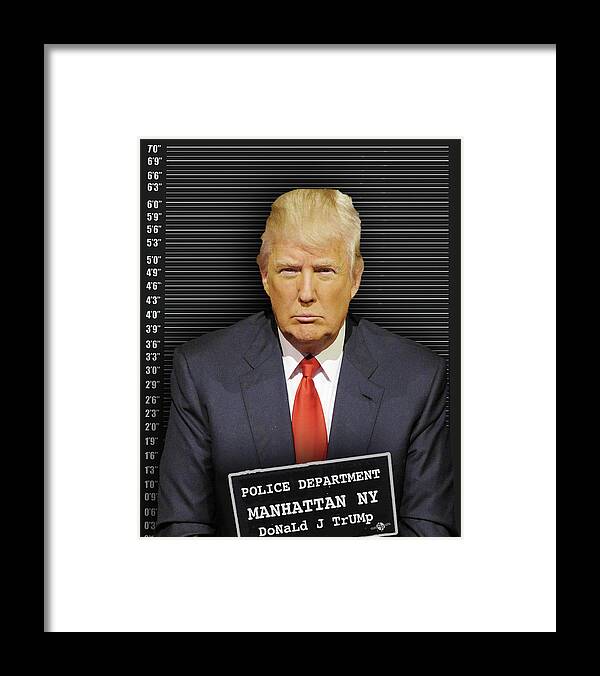Donald Trump Framed Print featuring the photograph Donald Trump Mugshot by Tony Rubino