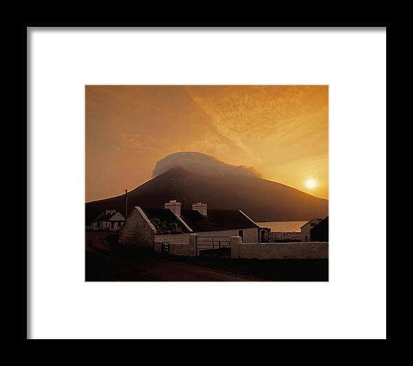 Architecture Framed Print featuring the photograph Doogort And Slievemore, Achill Island by The Irish Image Collection 