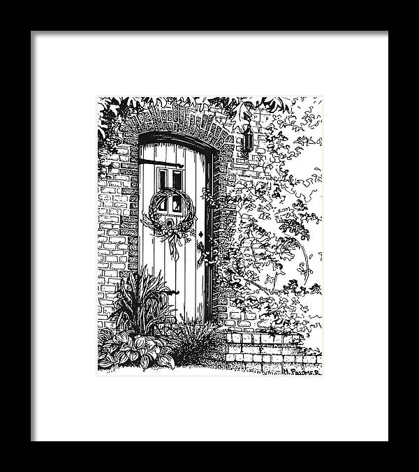 Pen And Ink Framed Print featuring the painting Door by Mary Palmer