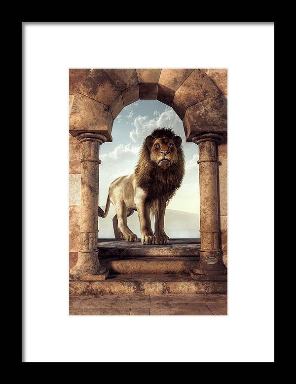  Framed Print featuring the digital art Door to the Lion's Kingdom by Daniel Eskridge