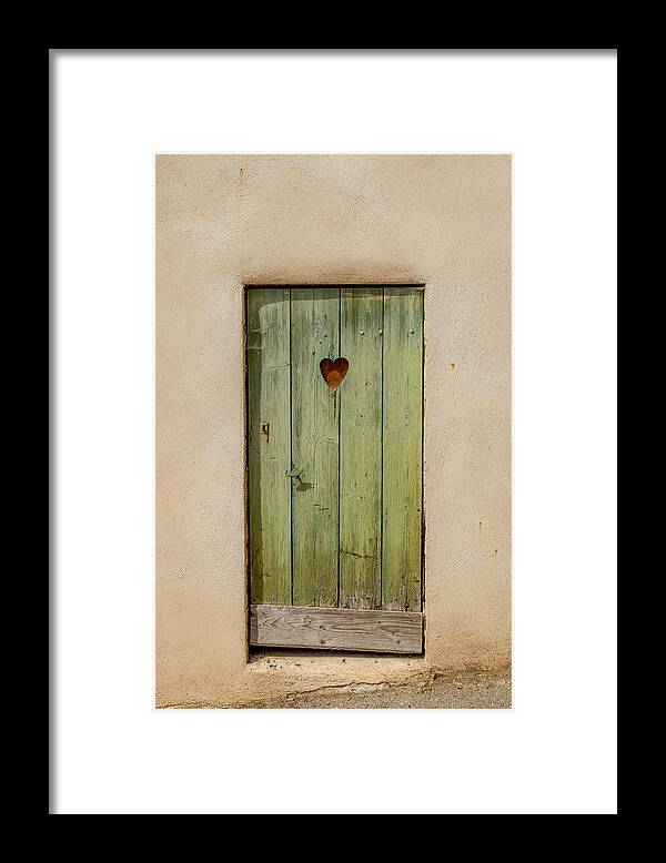 Aged Framed Print featuring the photograph Door with Heart in Ancy by W Chris Fooshee