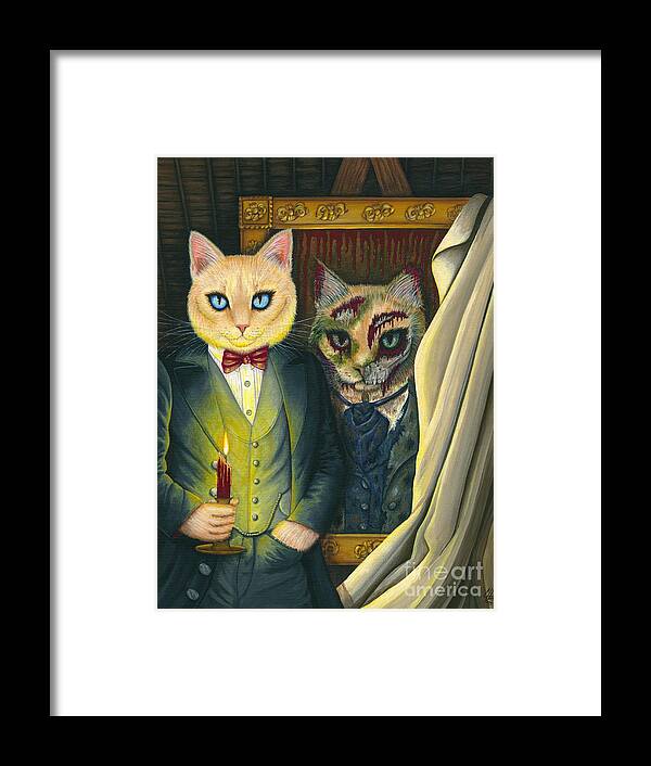 Dorian Gray Framed Print featuring the painting Dorian Gray as a Cat by Carrie Hawks