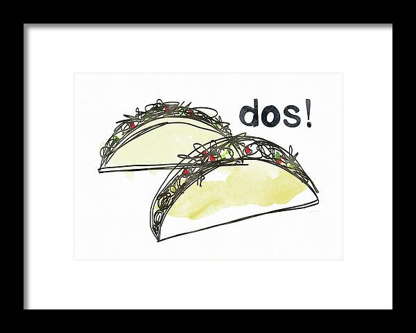 Tacos Framed Print featuring the painting Dos Tacos- Art by Linda Woods by Linda Woods