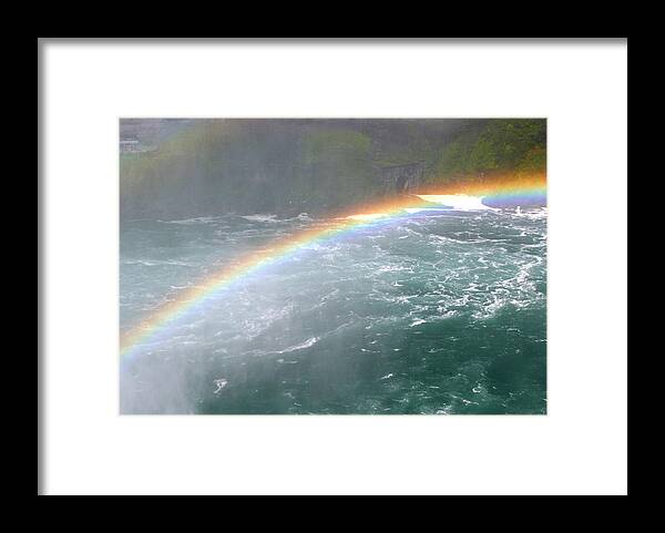 Niagara Falls Framed Print featuring the photograph Double Rainbow At Niagara Falls by Living Color Photography Lorraine Lynch