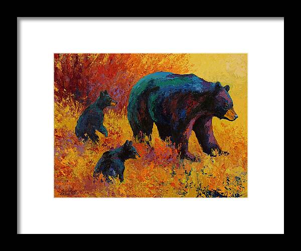 Bear Framed Print featuring the painting Double Trouble - Black Bear Family by Marion Rose