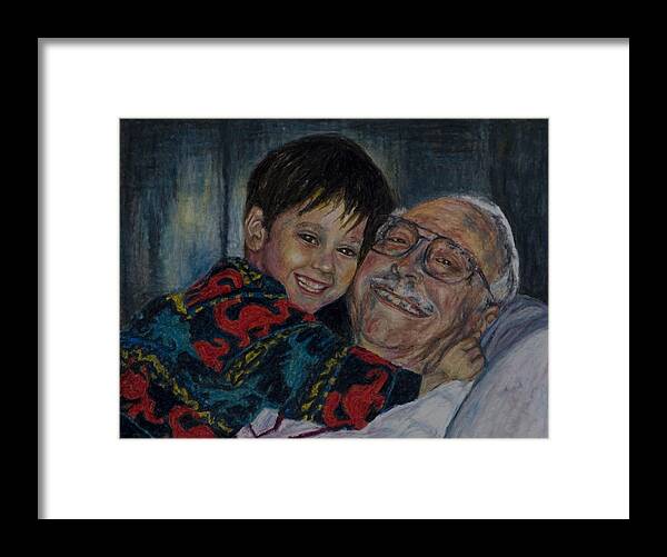 Portraits Framed Print featuring the drawing Doug and PapaFred by Laurie Tietjen