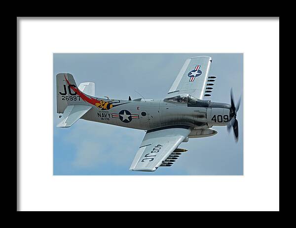 Airplane Framed Print featuring the photograph Douglas A-1D Skyraider NX409Z Chino California April 30 2016 by Brian Lockett